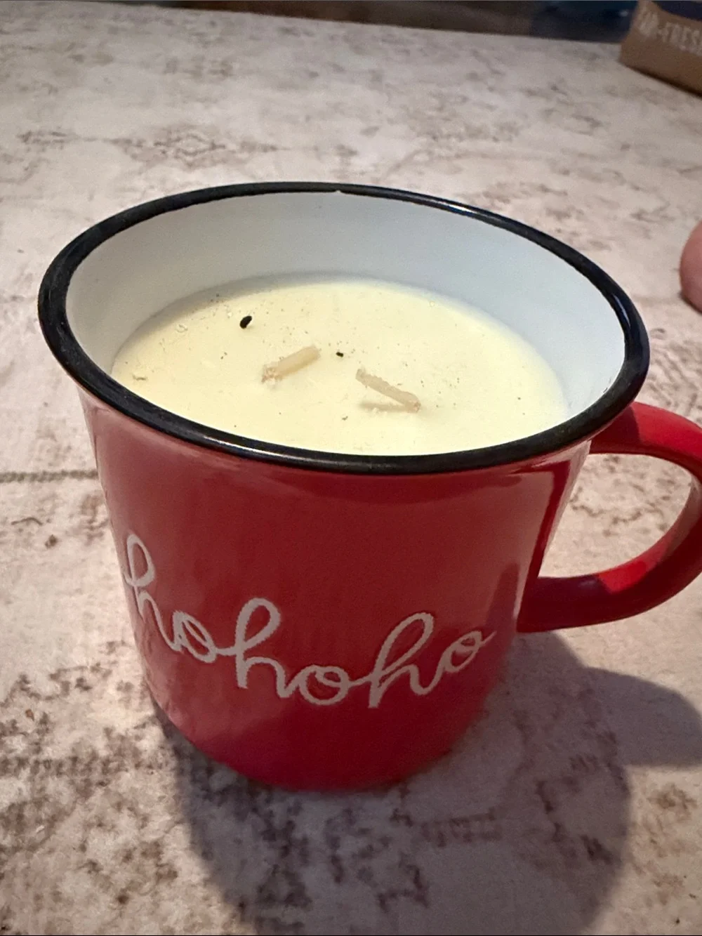 Red 'hohoho' Enamel Mug Candle